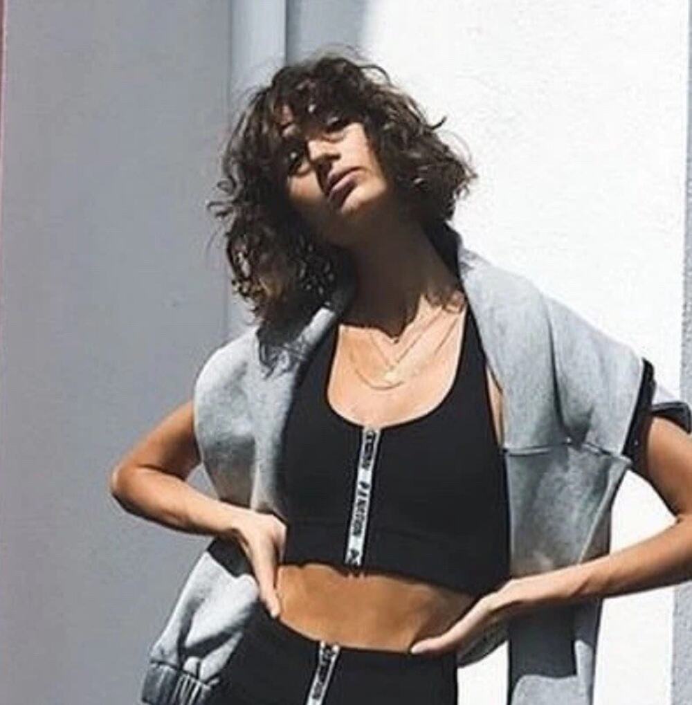 P.E Nation X H&M M Black Sports Bra Lightly Padded Athletic High Support Zip
